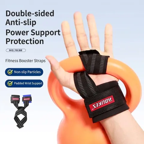 Weightlifting Straps Padded Wrist Support Anti Slip Adjustable Wristbands For Gym Fitness Bodybuilding Strength Training