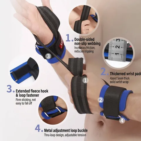 Weightlifting Straps Padded Wrist Support Anti Slip Adjustable Wristbands For Gym Fitness Bodybuilding Strength Training