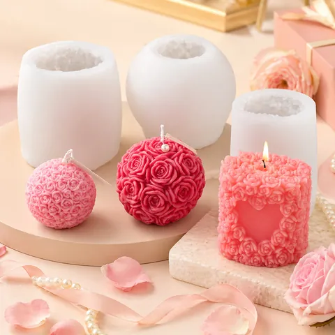 Molde De Silicona De Bola De Flor De Loto Rosa Para DIY Vela De Aromaterapia Jabón Resina Artesanía Diseño Floral 3D