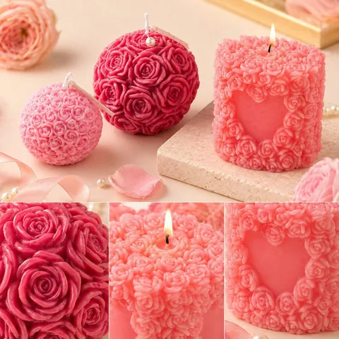 Molde De Silicona De Bola De Flor De Loto Rosa Para DIY Vela De Aromaterapia Jabón Resina Artesanía Diseño Floral 3D