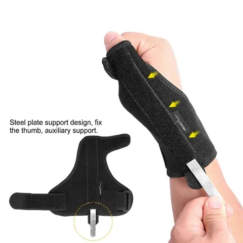 Adjustable Thumb Wrist Support Brace With Removable Steel Stays For Sprains Tendonitis Pain Relief Black Breathable Wrist Splint Support