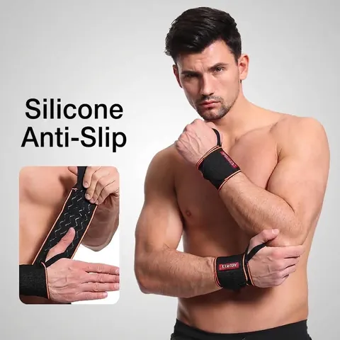 Adjustable Sports Wristband With Silicone Anti-slip Strip Thumb Loop Breathable Compression Wrist Wrap For Fitness Basketball