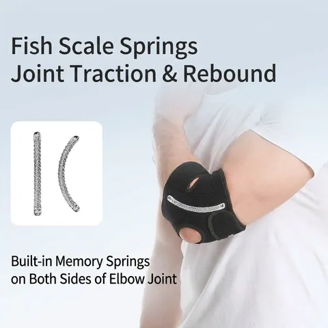 Adjustable Sports Elbow Support Brace With Spring Support Breathable Compression Elbow Sleeve For Tennis Basketball Gym Unisex