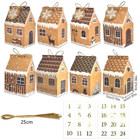 Christmas Countdown Number Stickers 1-24 Gold Bronzing Round Labels For DIY Advent Calendar Gift Wrapping Hand Account Deco