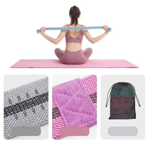 Correa de Estiramiento de Yoga Profesional de Algodón de Poliéster Banda de Resistencia para Entrenamiento de Fuerza Pilates Terapia Física Ejercicio Con Bolsa de Malla