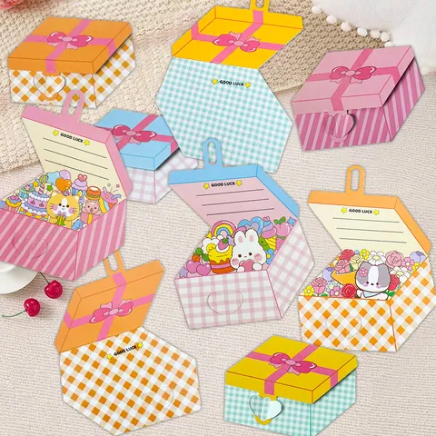 3D Pop Up Confezione Regalo Biglietto d'Auguri Stile Ins Simpatico Gatto Cartone Animato Coniglio Biglietto Pieghevole Per Compleanno