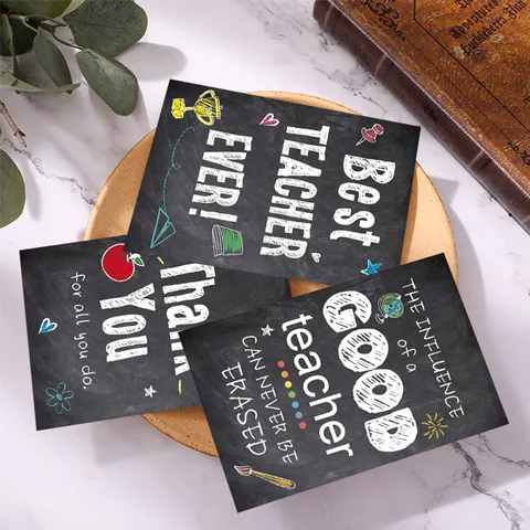 Juego de Tarjetas de Agradecimiento para Maestros Estilo Pizarrón Con Sobres Para Regalos de Graduación Escuela