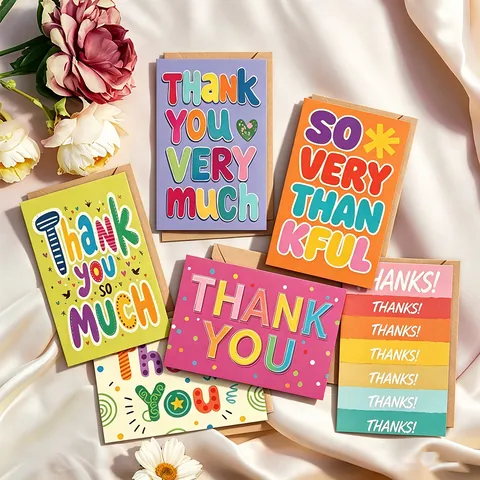 Tarjetas de Agradecimiento de Graffiti Artístico Multicolor Con Sobres Kraft Para Fiesta de Cumpleaños Navidad Regalo