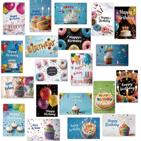 Lot de Cartes de Vœux de Joyeux Anniversaire Avec Enveloppes Motifs Assortis Pour Fête d'Anniversaire Carte Papier Vierge