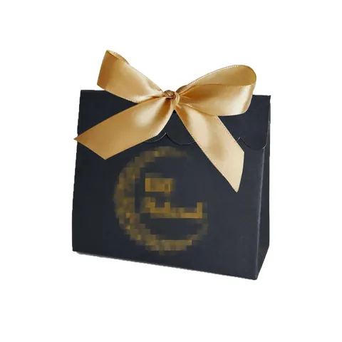 Eid Mubarak Gift Box Cardboard Gold Stamping Candy Packaging With Ribbon For Festival Party Favors Gift Wrap