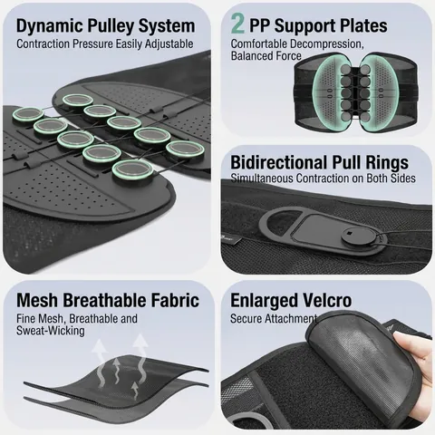 Adjustable Lumbar Support Belt Professional Breathable Mesh Waist Brace With Pulley Drawstring System For Back Pain Relief Men Women