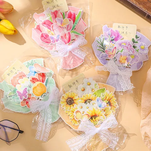 Biglietto Auguri Fai Da Te Bouquet Fiori Luci LED Giorno Insegnanti 3D Pop Up Carta per Ringraziamento