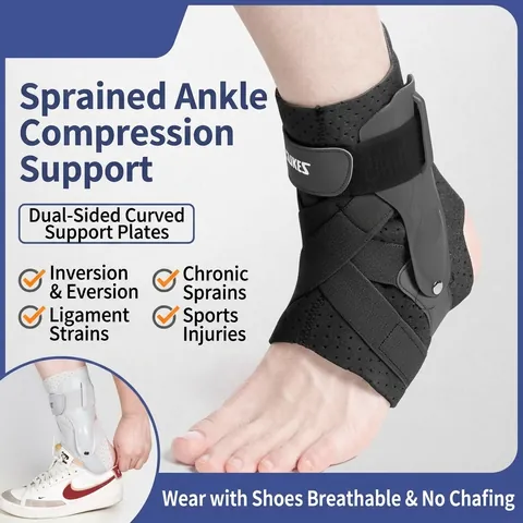 Adjustable Figure-8 Compression Ankle Brace With Rigid Support Plates Breathable Mesh Ankle Support For Sprain Recovery Sport Protective Gear