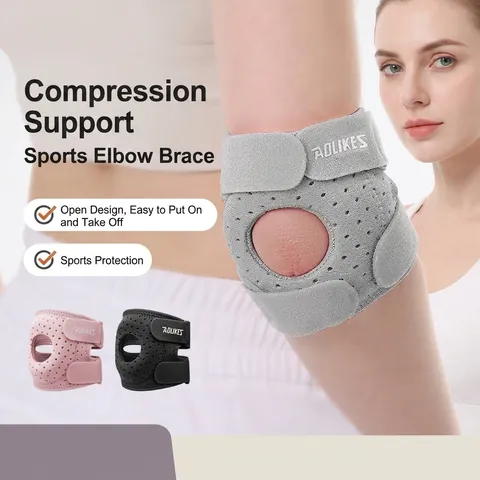 AOLIKES Sports Elbow Brace Adjustable Compression Sleeve Breathable Nylon Wrap For Basketball Tennis Fitness Protective Support