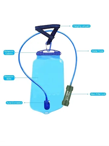 Portable Gravity Water Bag Filter System High Flow Ultrafiltration Membrane PEVA Hydration Pack for Outdoor Camping Survival Army Green