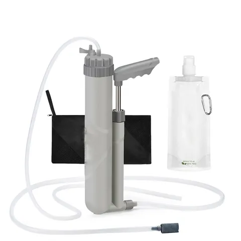 Tragbarer Handpress Outdoor Wasserfilter Notfall Überleben UF Ultrafiltration Kit Für Camping Wandern Reise Grau Grün