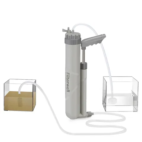 Tragbarer Handpress Outdoor Wasserfilter Notfall Überleben UF Ultrafiltration Kit Für Camping Wandern Reise Grau Grün