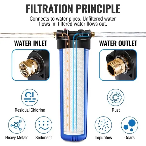 Système de Filtration d'Eau de Toute la Maison 20 Pouces Mobile avec Chariot à Roues pour RV Élimination Sédiments