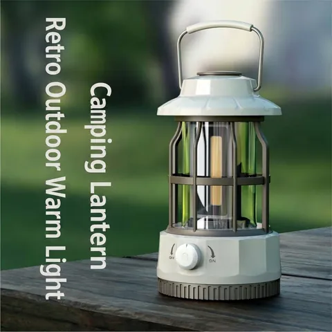 Retro Portable Camping Lantern Outdoor COB LED Tent Light Vintage Atmosphere Handheld Emergency Lamp for Hiking Fishing