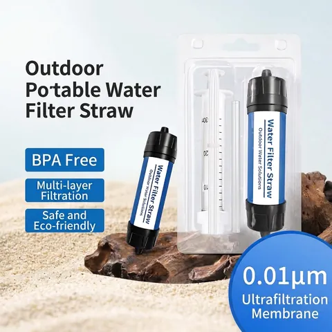 Draagbaar Outdoor Waterfilter Rietje Voor Kamperen Wandelen Noodoverleving Kit BPA Vrij 0.01 Micron Filtratie Zuiveringsinstrument