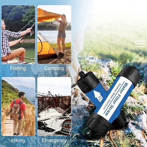 Draagbaar Outdoor Waterfilter Rietje Voor Kamperen Wandelen Noodoverleving Kit BPA Vrij 0.01 Micron Filtratie Zuiveringsinstrument