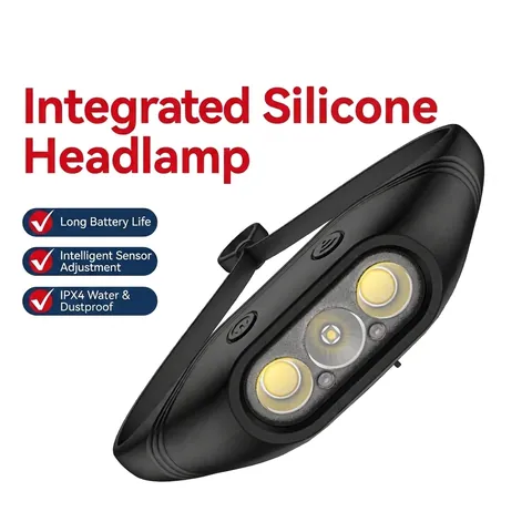 Rechargeable LED Headlamp Integrated Silicone Motion Sensor Headlight Waterproof Super Bright Outdoor Camping Fishing Flashlight