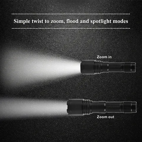 Puissante Lampe de Poche LED P70 Haut Lumen Rechargeable Zoomable en Alliage d'Aluminium Lanterne Portative pour Camping Randonnée Lumière d'Urgence
