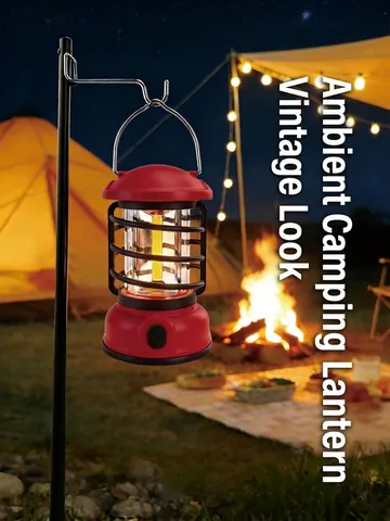 Vintage LED Camping Lantern Portable Retro Outdoor Tent Lamp With Metal Handle For Hiking Garden Party Decoration Atmosphere Light