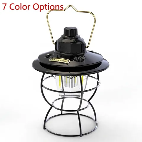 Vintage LED Camping Lantern Rechargeable Portable Retro Lamp For Outdoor Tent Hiking Garden Atmosphere Hanging Lighting