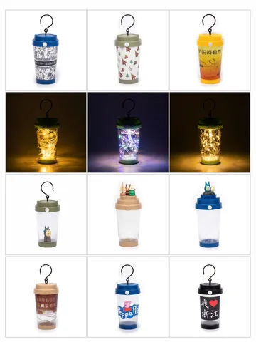 Portable Cup Shape LED Camping Light Retro Waterproof Atmosphere Lamp DIY Night Light With Hook For Outdoor Bedroom Garden