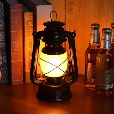 Retro LED Kampeerlantaarn Oplaadbaar Metaal Blik Glas Kerosinelamp Traploos Dimmen Hangende Tentlamp Buiten
