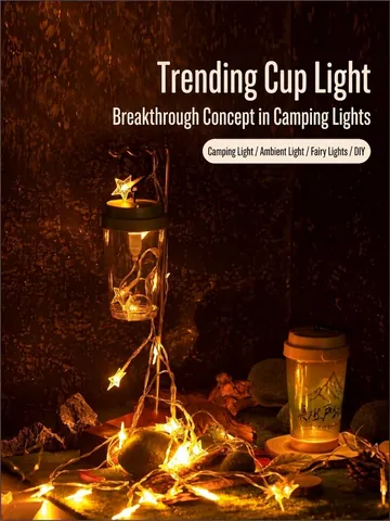 Portable Cup Shape LED Camping Light Retro Waterproof Atmosphere Lamp DIY Night Light With Hook For Outdoor Bedroom Garden