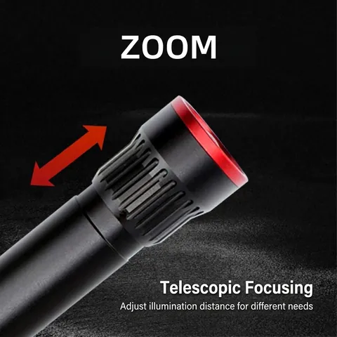 Mini Lampe de Poche LED Alliage d'Aluminium Rechargeable Zoom Télescopique Portable Torche Portative Étanche Pour Camping Randonnée