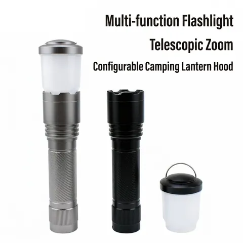 Lampe de Poche LED Haute Luminosité 1500LM Alliage Aluminium Zoom Télescopique Lanterne de Camping Portable Éclairage Extérieur