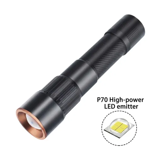 High Power LED Flashlight Rechargeable Aluminum Alloy Torch Waterproof Outdoor Camping Emergency Light P70 Handheld Light