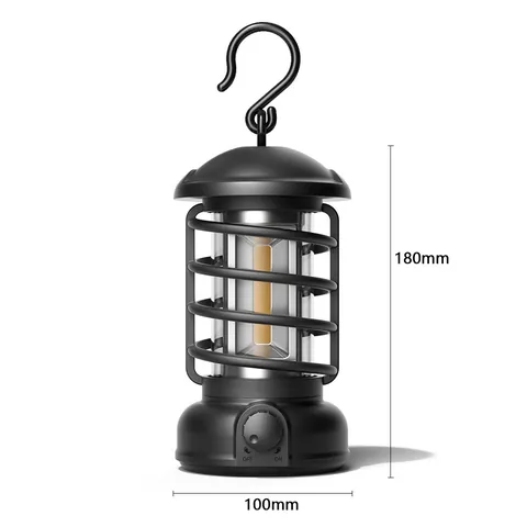 Retro LED Camping Lantern Portable Vintage Style Outdoor Tent Hanging Light ABS Metal Stepless Dimming Emergency Lamp For Camping Hiking