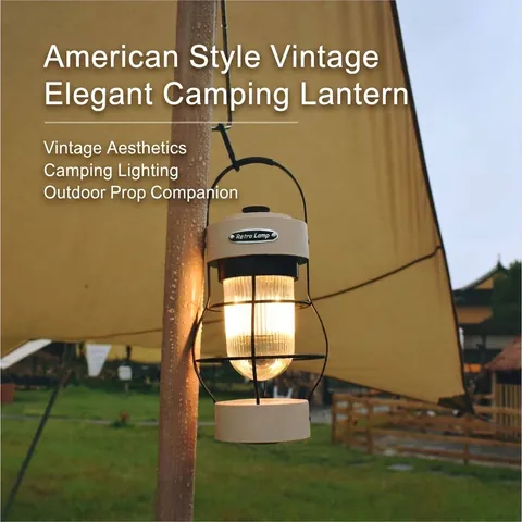Lanterna da Campeggio LED Retrò Ricaricabile Portatile Vintage Luce per Tenda Dimmerabile Lampada a Sospensione Esterna per Campeggio