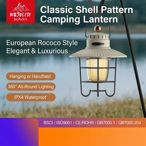 Vintage Outdoor LED Camping Lantern Rechargeable Retro Metal Hanging Lamp IPX4 Waterproof Portable Tent Light for Hiking Garden
