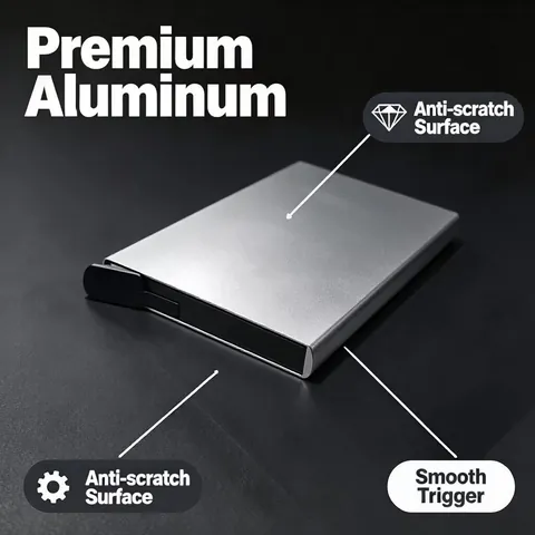 RFID Blocking Automatic Popup Aluminum Alloy Credit Card Holder Minimalist Slim Metal Business Card Case Wallet for Men Women