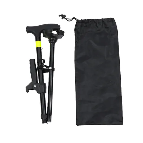 Bastoncino da Trekking Riflettente Pieghevole Per Anziani Con Luce LED Antiscivolo Regolabile