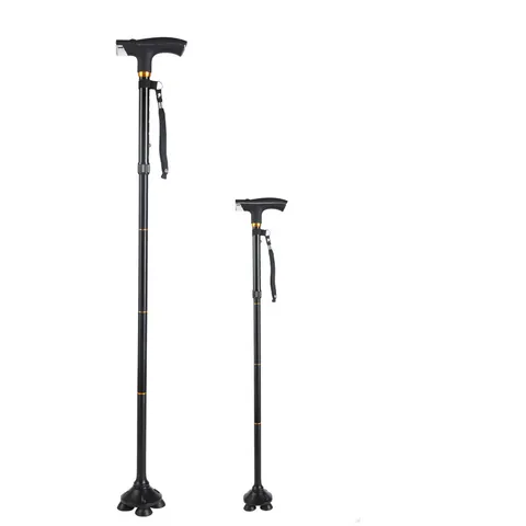 Multifunktionaler Teleskop-Falt-Trekkingstock Mit LED-Licht Aluminiumlegierung Rutschfester Wandelstock Für Senioren Wandern Reisen