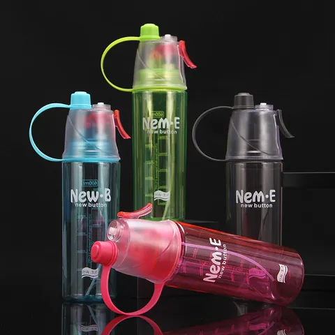 Outdoor Sport Spray Water Bottle Plastic Misting Drinking Bottle With Scale Handle For Hiking Cycling Fitness Gym Unisex