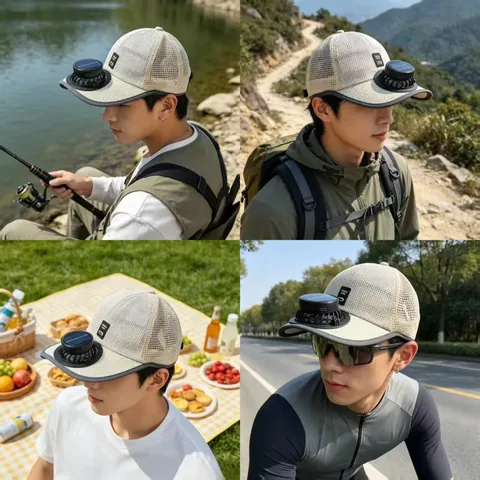 Unisex Outdoor Sun Protection Baseball Cap Summer Breathable Mesh Hat With Solar Powered Fan For Hiking Sports