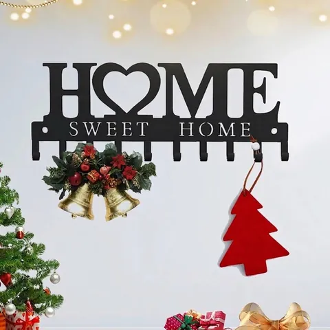 HOME SWEET HOME Decoratieve Metalen Wandkapstok Zwart IJzeren Sleutelhouder Organizer Met 10 Haken Voor Hal