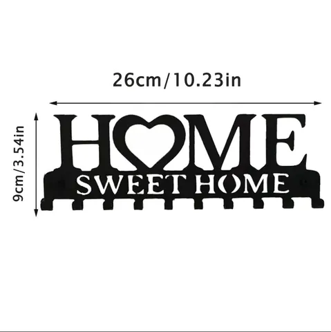 HOME SWEET HOME Decoratieve Metalen Wandkapstok Zwart IJzeren Sleutelhouder Organizer Met 10 Haken Voor Hal