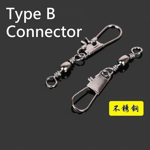Durable Stainless Steel Fishing B-Type Connector Swivel Quick Snap Sea Fishing Tackle Accessories Fast Rotation Fishing Swivel