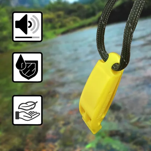 Sifflet de Survie d'Urgence en Plein Air Sifflet en Plastique Haut Décibel Avec Cordon pour Camping Randonnée Sports Nautiques Outil de Sécurité