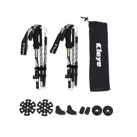 Professional Aluminum Alloy Trekking Poles Foldable Walking Sticks External Lock Adjustable For Hiking Climbing Outdoor Travelling