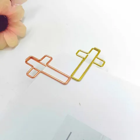 Graffette in Metallo a Forma di Croce Creative Clip Segnalibro Decorative Oro Oro Rosa Organizzatore Documenti Ufficio Scuola