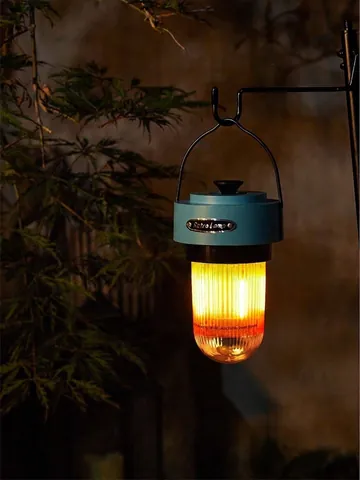Retro Rechargeable LED Camping Lantern Stepless Dimming Outdoor Tent Light IPX4 Waterproof Hanging Emergency Lamp For Picnic